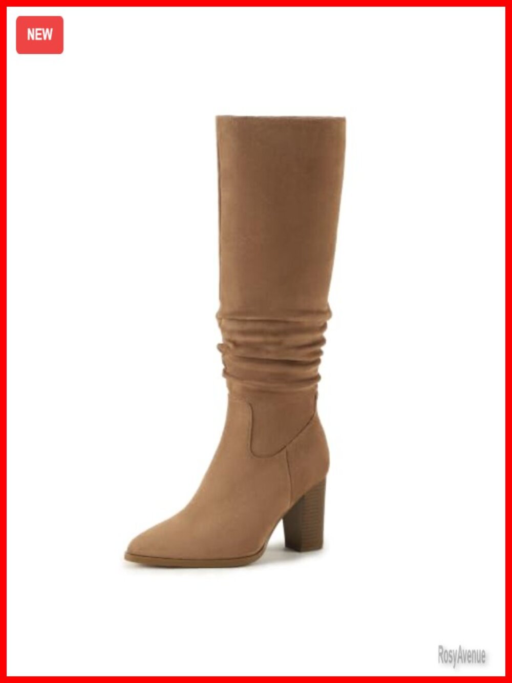 IDIFU Women's Knee High Slouchy Boots Pointed Toe Block Heel